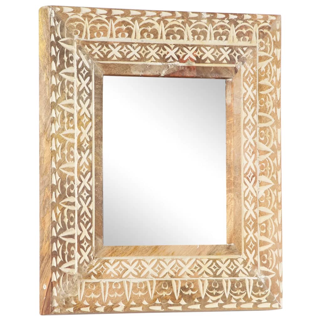 Ručno izrezbareno ogledalo 50 x 50 x 2,6 cm masivno drvo manga