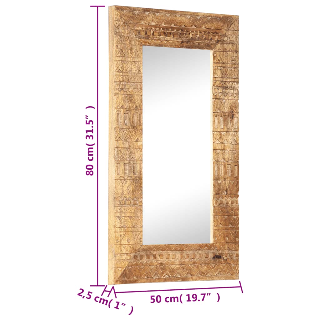 Ručno izrezbareno ogledalo 80 x 50 x 2,5 cm masivno drvo manga