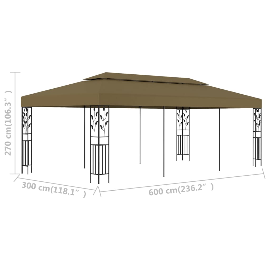 Sjenica 6 x 3 m smeđe-siva 180 g/m²