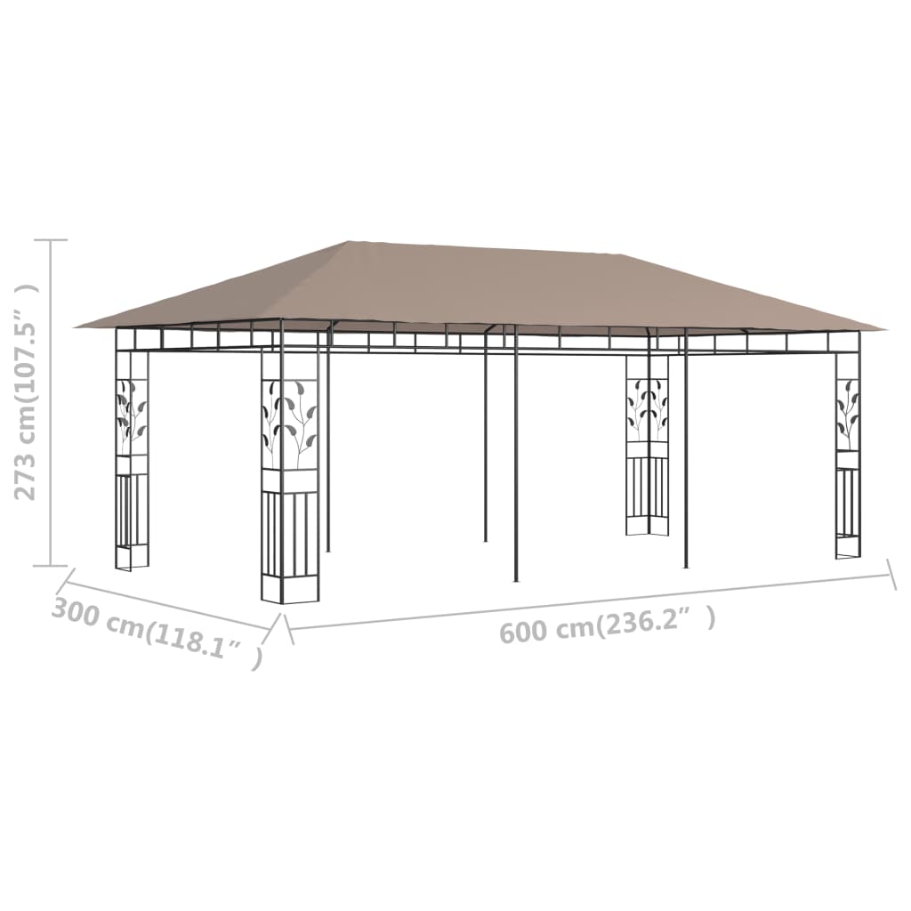 Sjenica s mrežom protiv komaraca 6x3x2,73 m smeđe-siva 180 g/m²