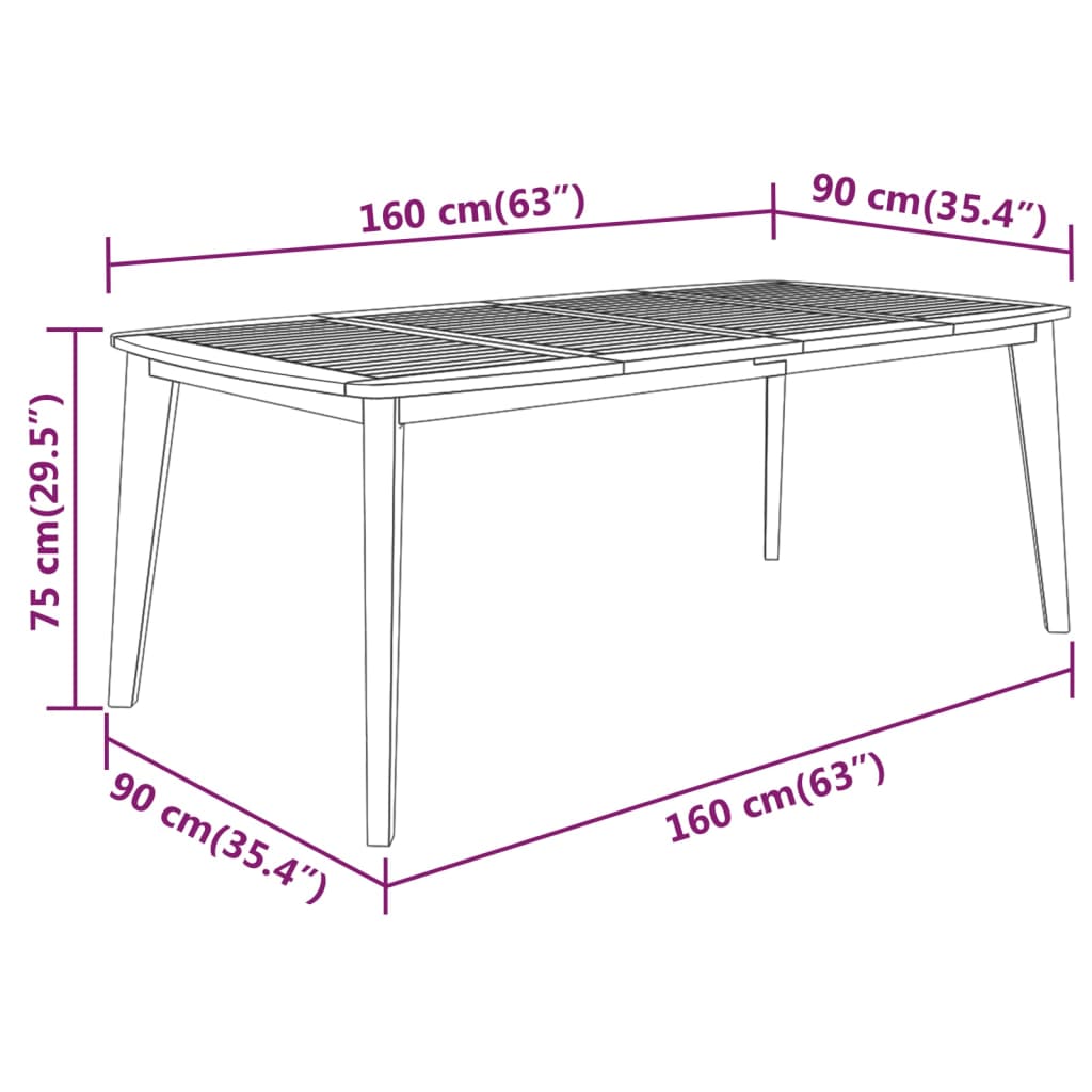 Vrtni stol 160 x 90 x 75 cm od masivnog bagremovog drva