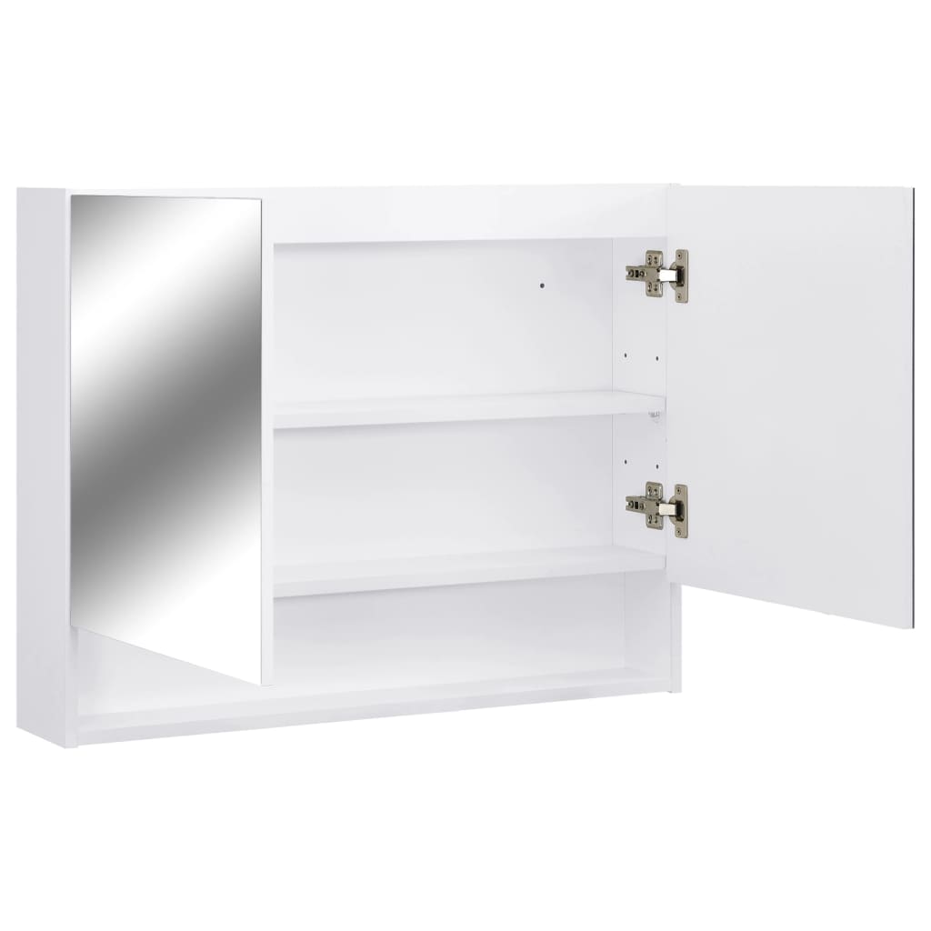 LED kupaonski ormarić s ogledalom bijeli 80 x 15 x 60 cm MDF