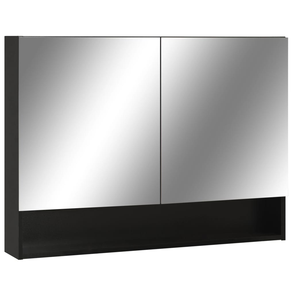 LED kupaonski ormarić s ogledalom crni 80 x 15 x 60 cm MDF