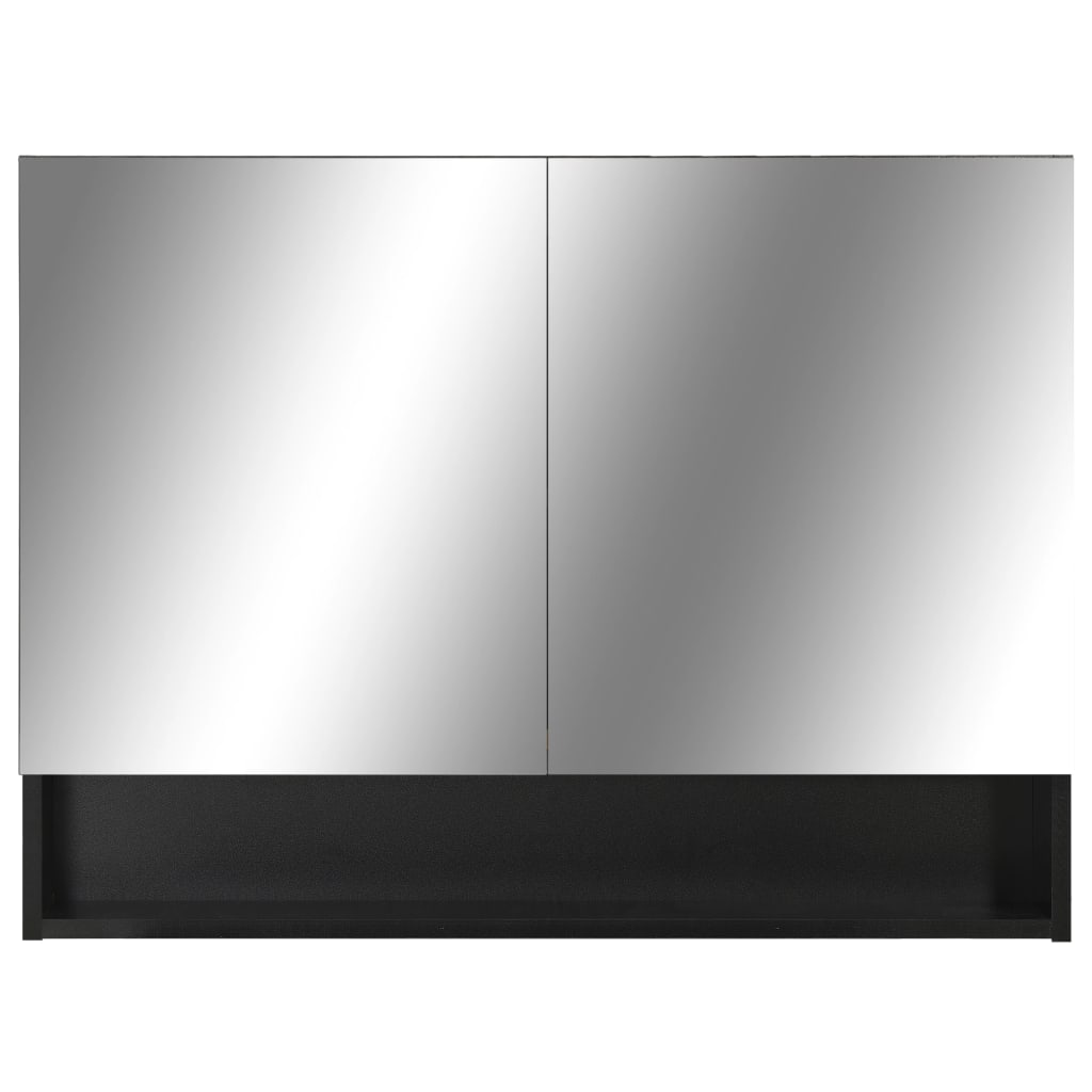 LED kupaonski ormarić s ogledalom crni 80 x 15 x 60 cm MDF