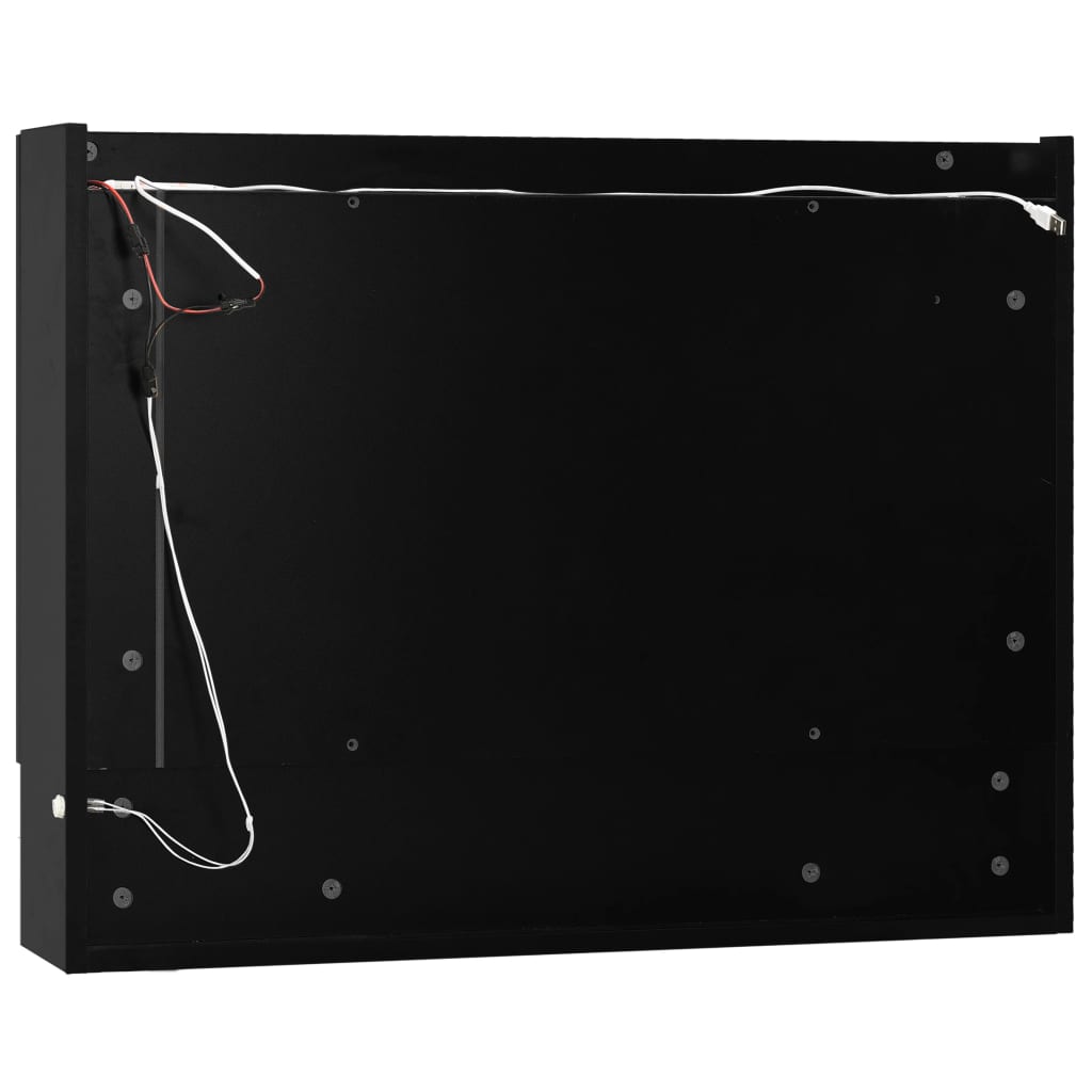 LED kupaonski ormarić s ogledalom crni 80 x 15 x 60 cm MDF