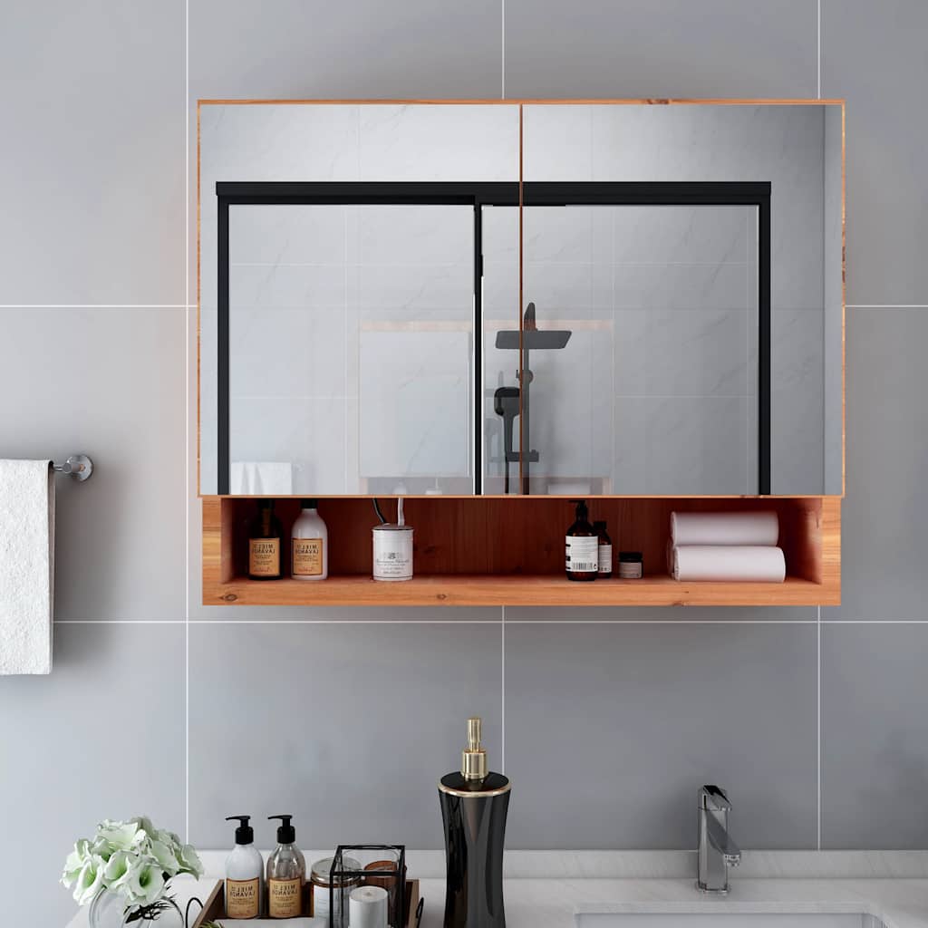 LED kupaonski ormarić s ogledalom boja hrasta 80x15x60 cm MDF