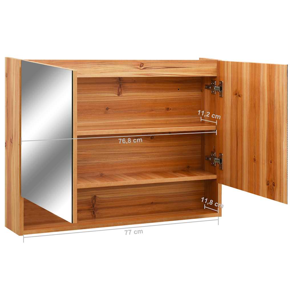 LED kupaonski ormarić s ogledalom boja hrasta 80x15x60 cm MDF