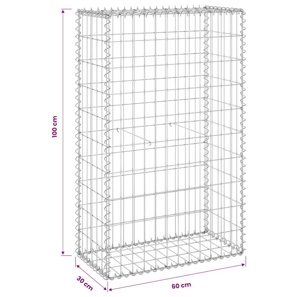 Gabionski zid s poklopcima od pocinčanog čelika 60x30x100 cm