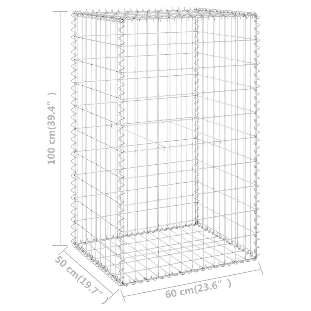 Gabionski zid s poklopcima od pocinčanog čelika 60x50x100 cm