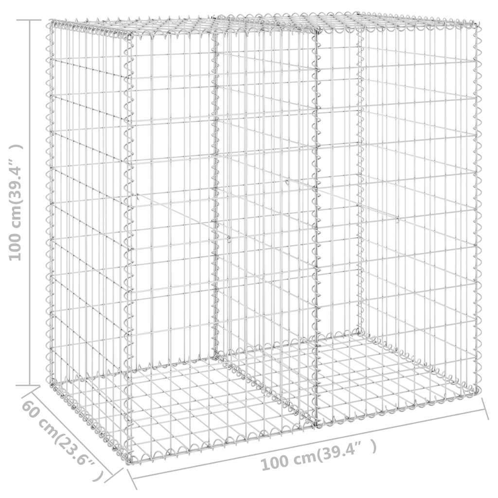 Gabionski zid s poklopcima od pocinčanog čelika 100x60x100 cm