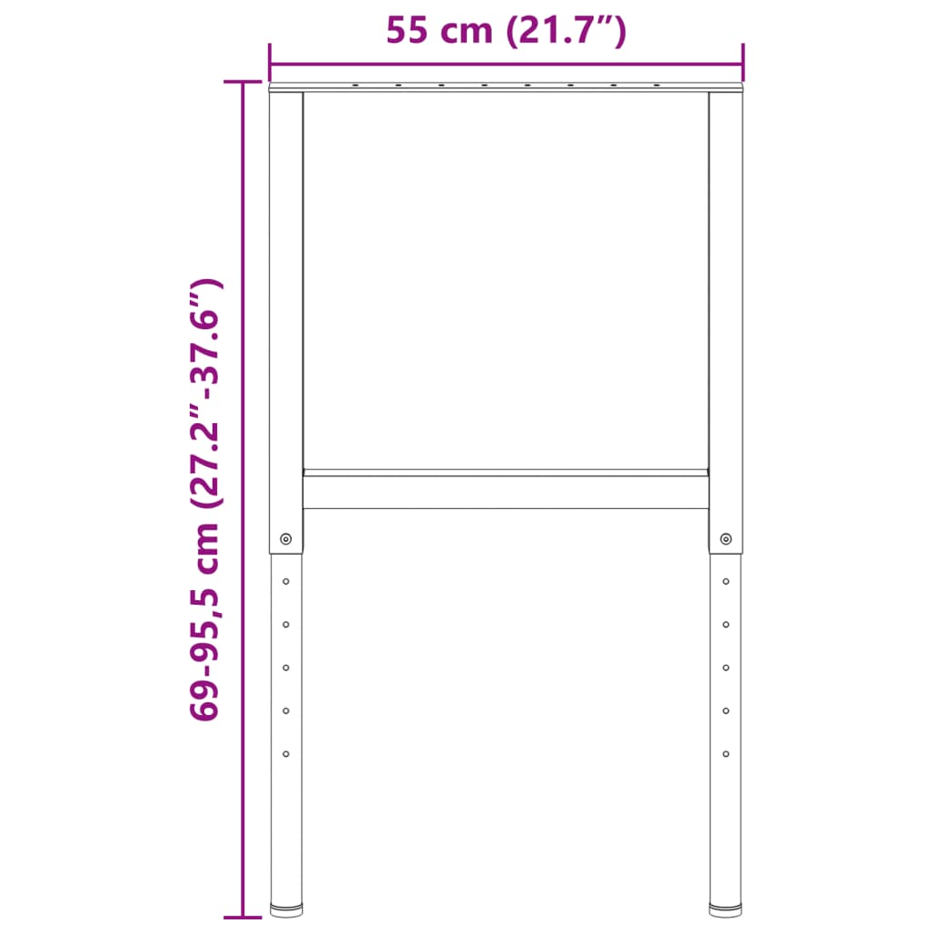 Okviri za radni stol 2 kom metalni 55 x (69 - 95,5) cm sivi