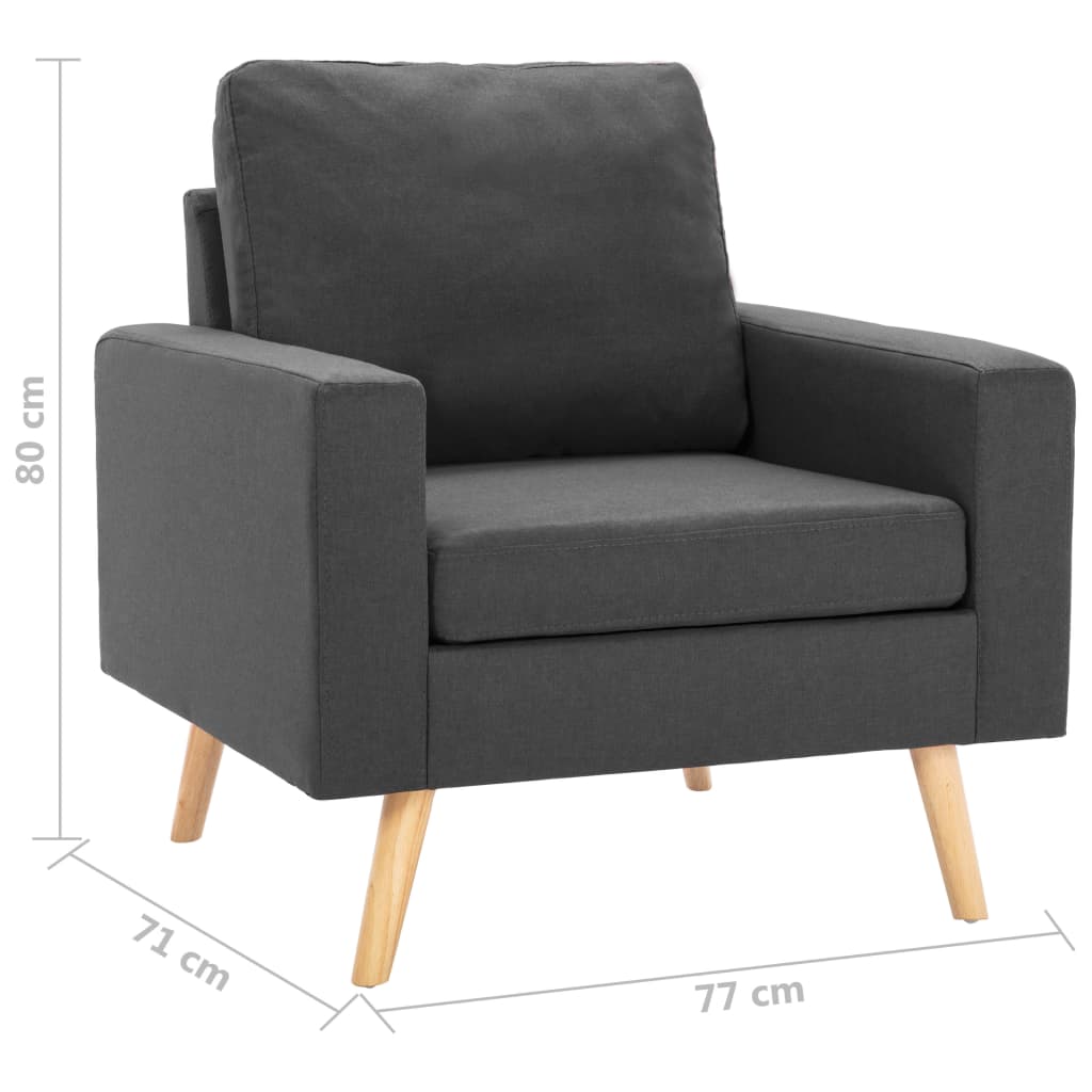 2-dijelni set sofa od tkanine tamnosivi