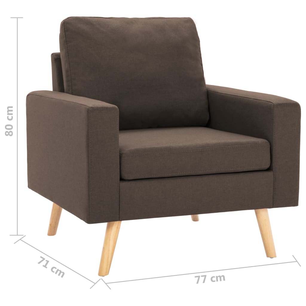 2-dijelni set sofa od tkanine smeđi