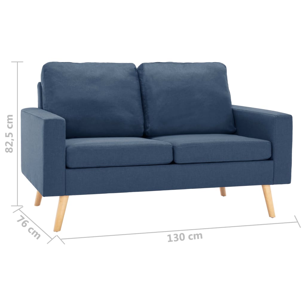 2-dijelni set sofa od tkanine plavi