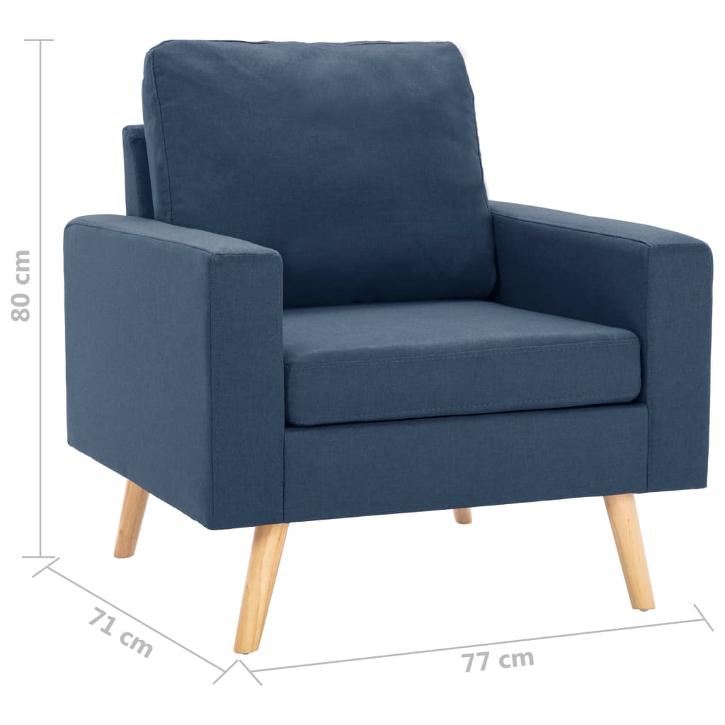 2-dijelni set sofa od tkanine plavi