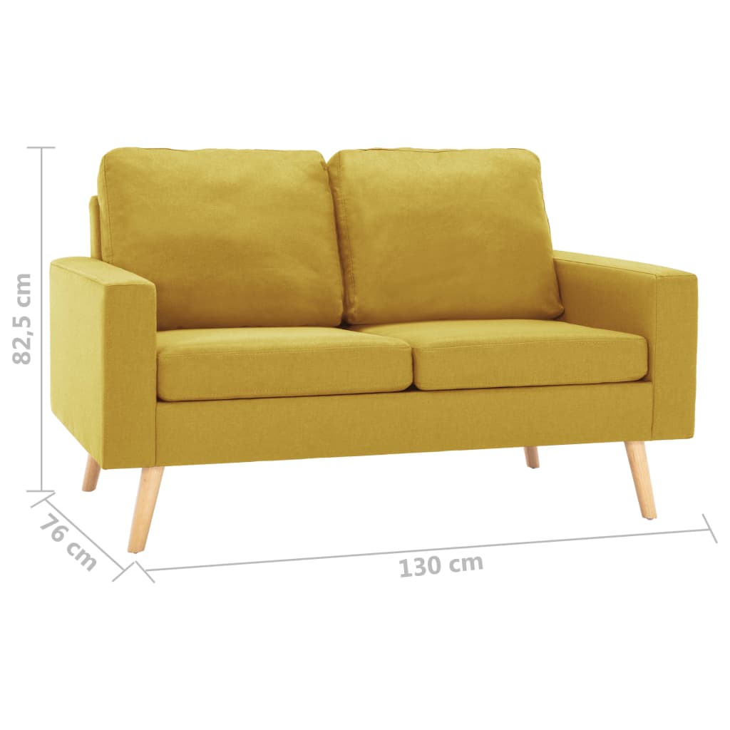 2-dijelni set sofa od tkanine žuti