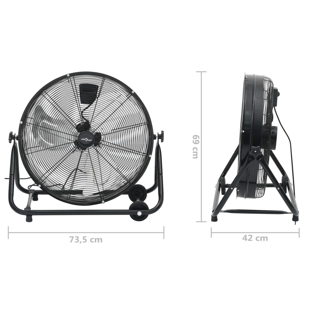 Industrijski ventilator s bubnjem 60 cm 172,5 W crni