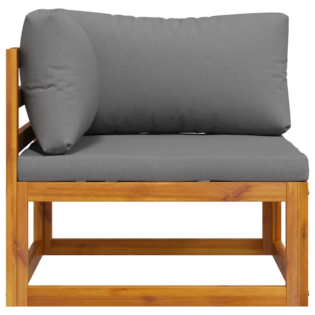 Modularna kutna sofa i tamnosivi jastuci masivno bagremovo drvo