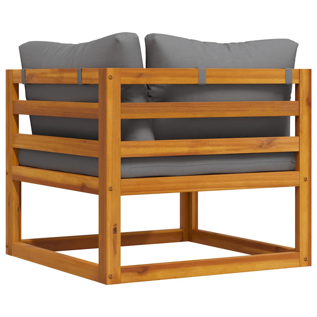 Modularna kutna sofa i tamnosivi jastuci masivno bagremovo drvo