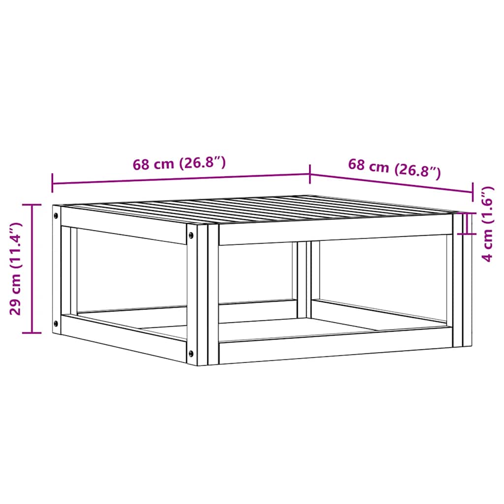 Stolić za kavu 68 x 68 x 29 cm od masivnog bagremovog drva