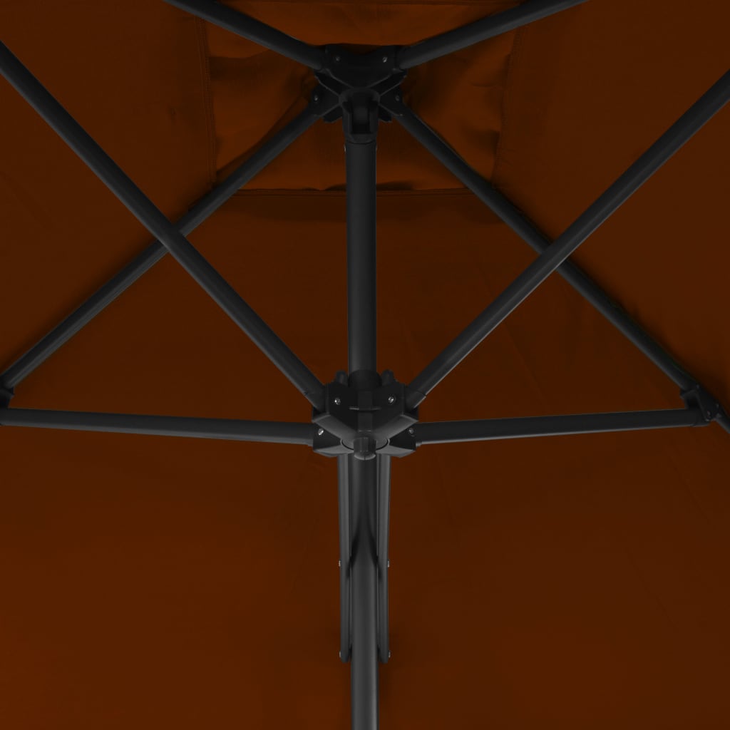 Vrtni suncobran s čeličnim stupom 250 x 250 x 230 cm terakota