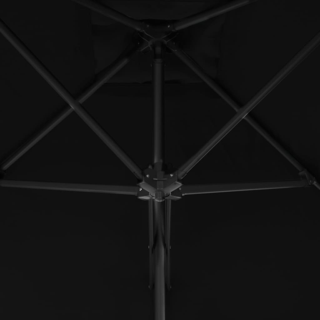 Vrtni suncobran s čeličnim stupom 300 x 230 cm crni