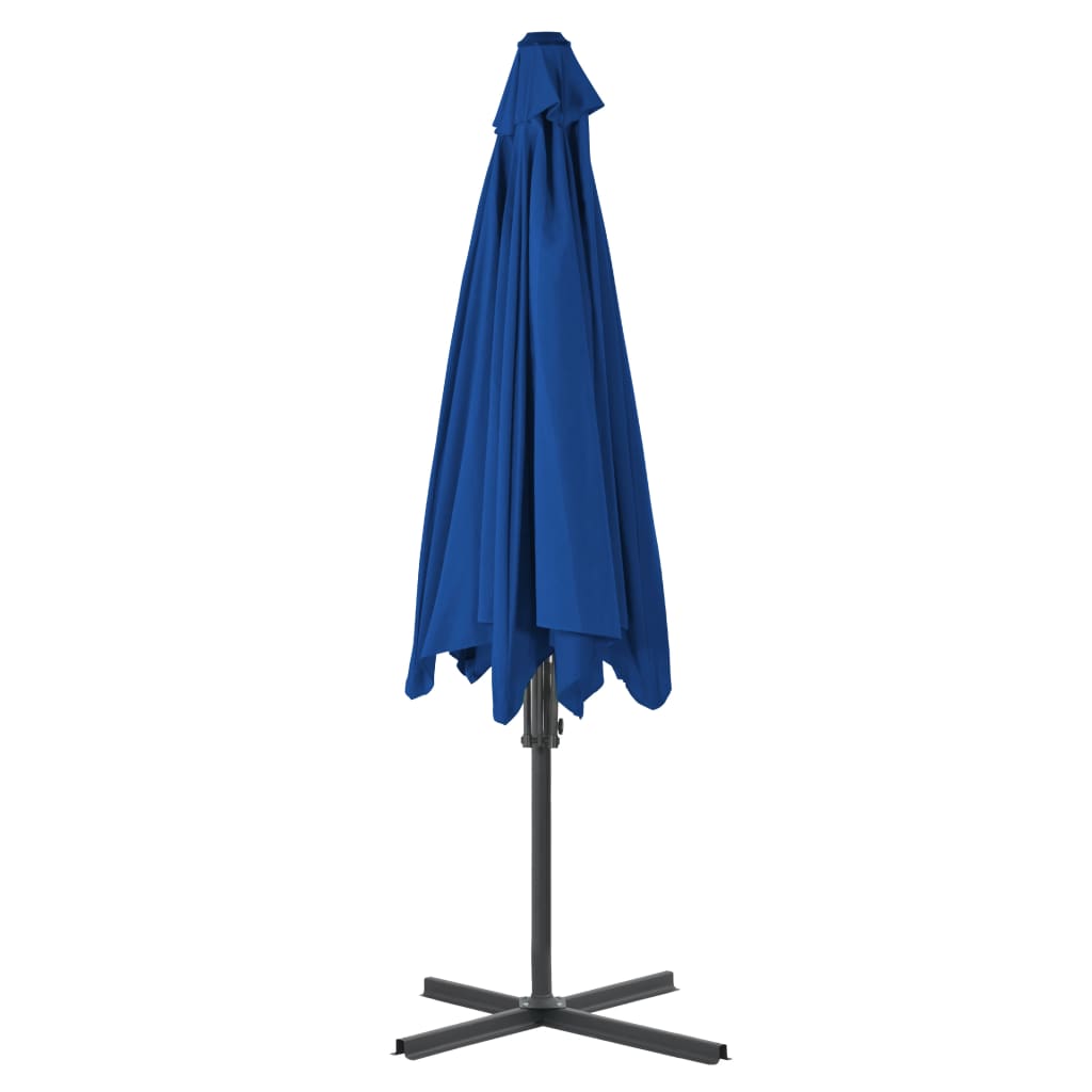 Vrtni suncobran s čeličnim stupom 300 x 230 cm plavi