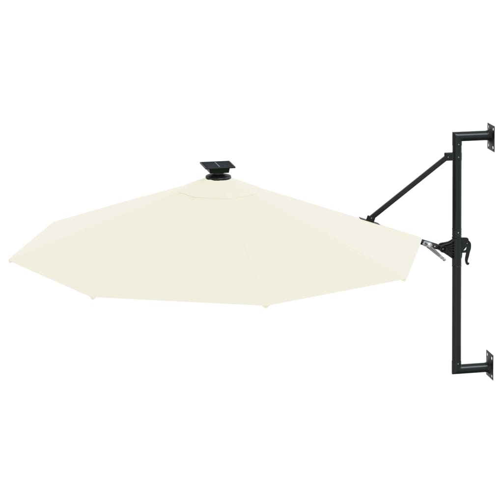 Zidni vrtni suncobran s LED svjetlima 300 cm boja pijeska
