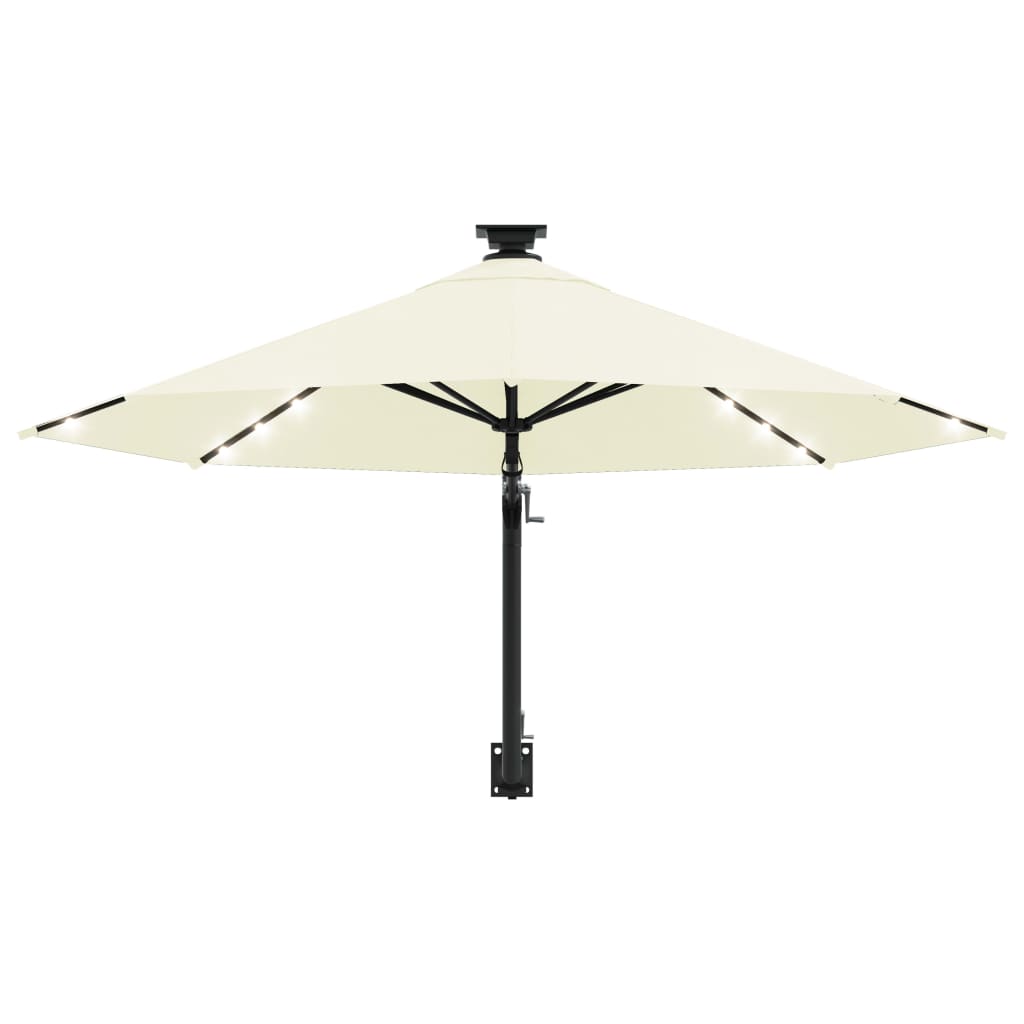 Zidni vrtni suncobran s LED svjetlima 300 cm boja pijeska