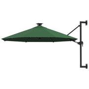 Zidni vrtni suncobran s LED svjetlima 300 cm zeleni
