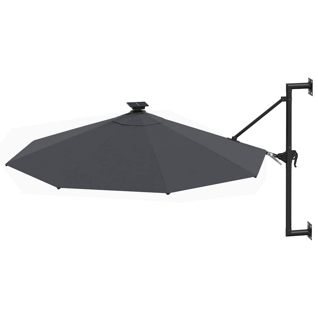 Zidni vrtni suncobran s LED svjetlima 300 cm antracit