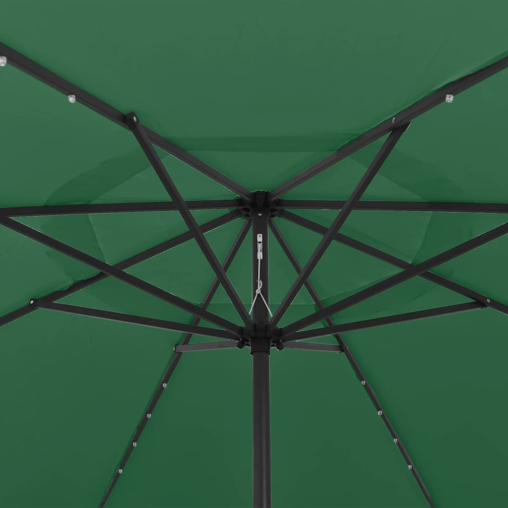 Vrtni suncobran s LED svjetlima 400 cm zeleni