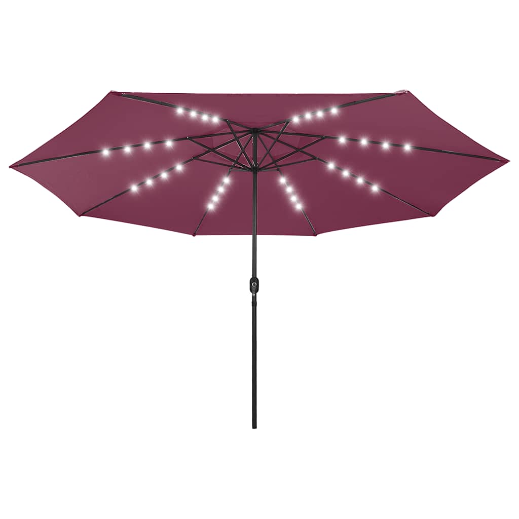 Vrtni suncobran s LED svjetlima 400 cm bordo