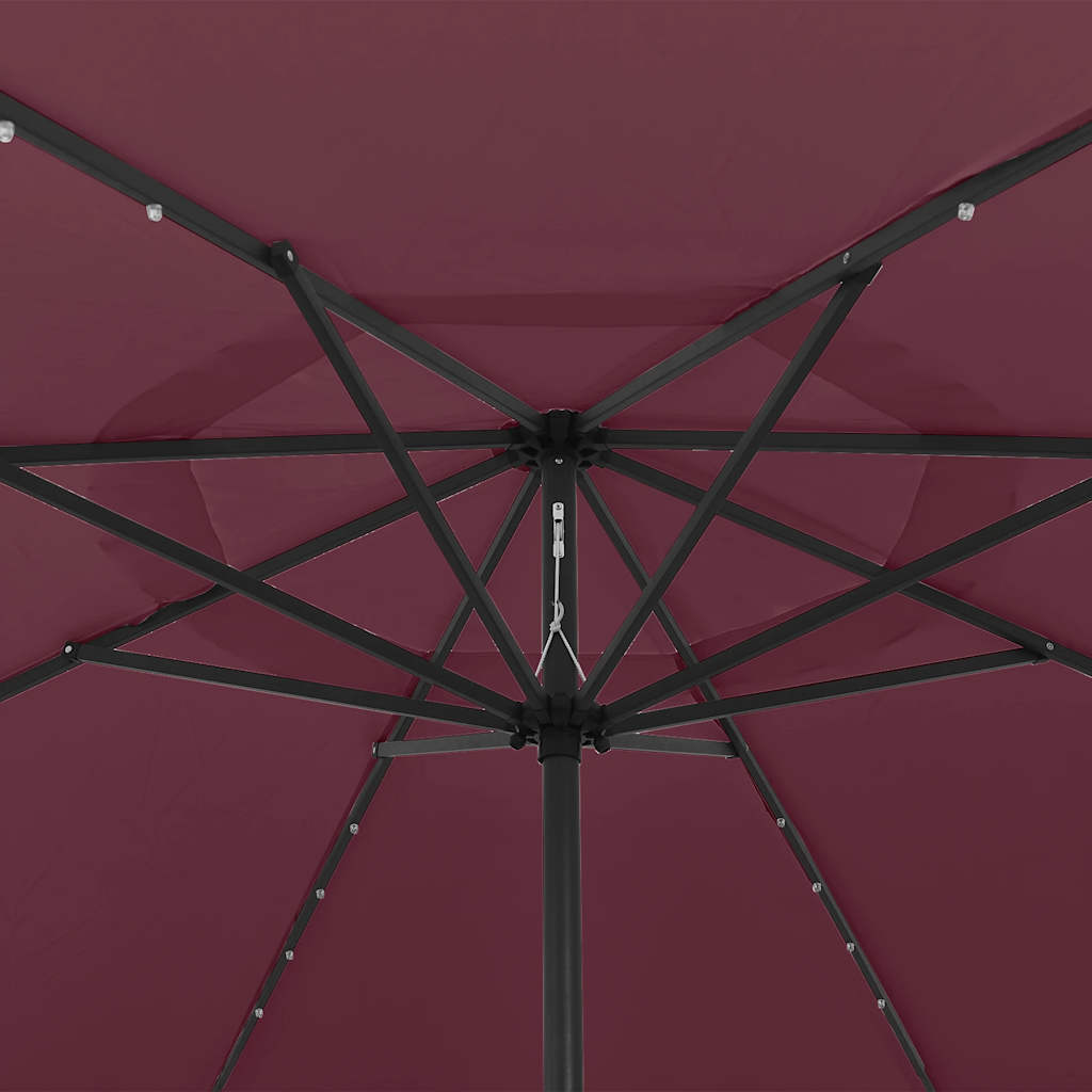 Vrtni suncobran s LED svjetlima 400 cm bordo