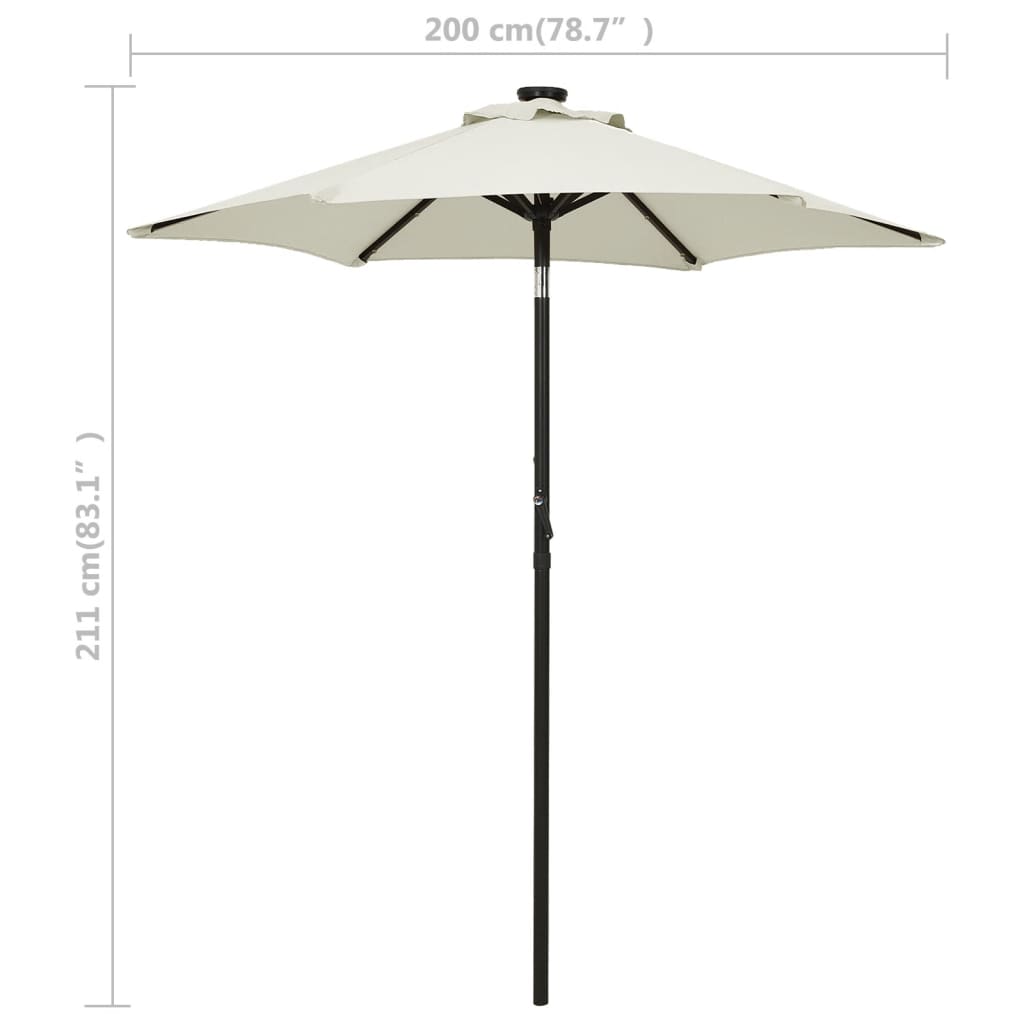 Vrtni suncobran LED boja pijeska 200 x 211 cm aluminijski