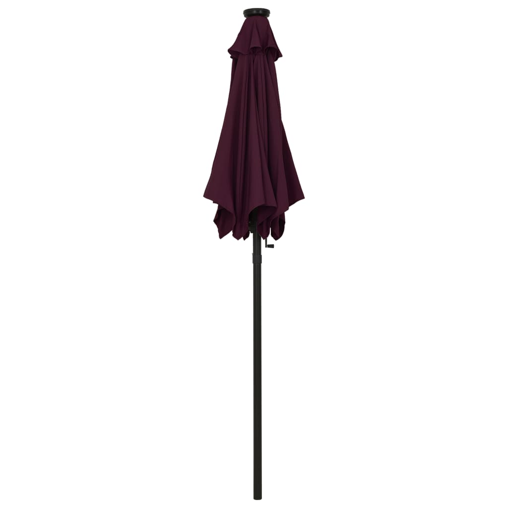 Vrtni suncobran s LED svjetlima bordo 200 x 211 cm aluminijski