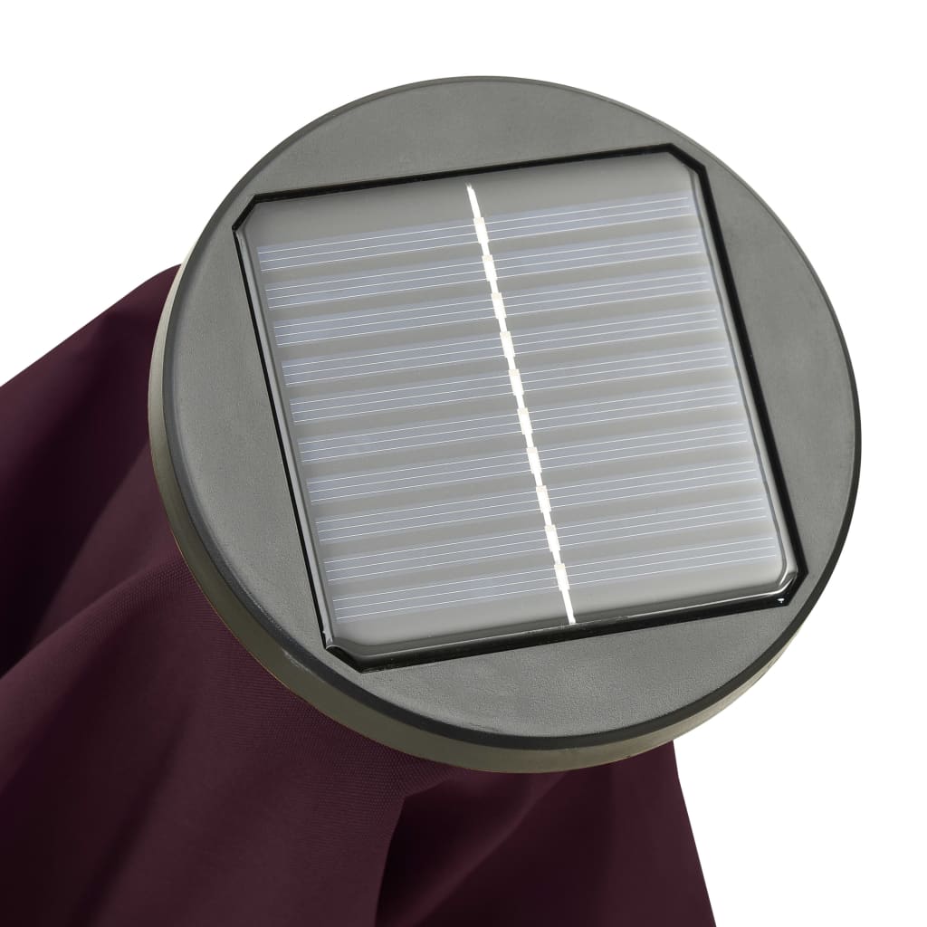 Vrtni suncobran s LED svjetlima bordo 200 x 211 cm aluminijski