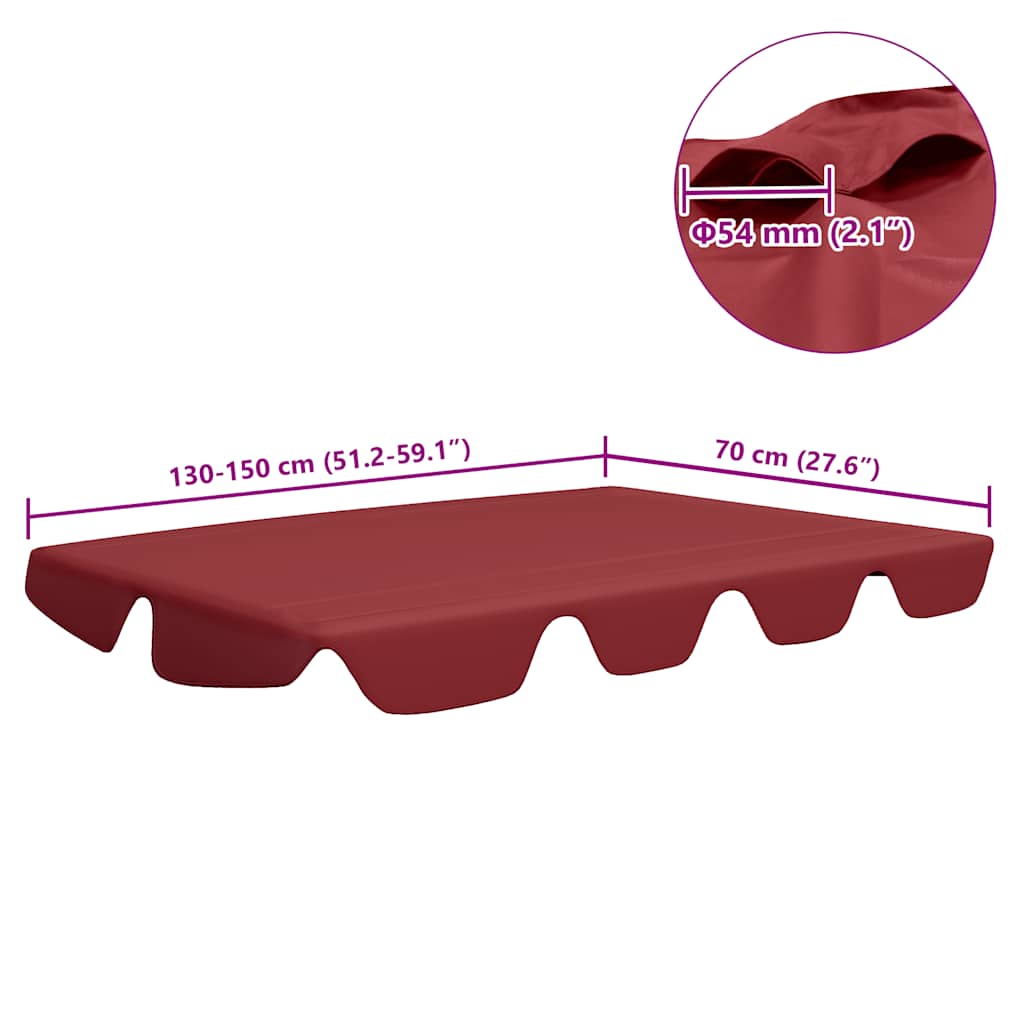 Zamjenski krov za vrtnu ljuljačku boja vina 150/130 x 105/70 cm