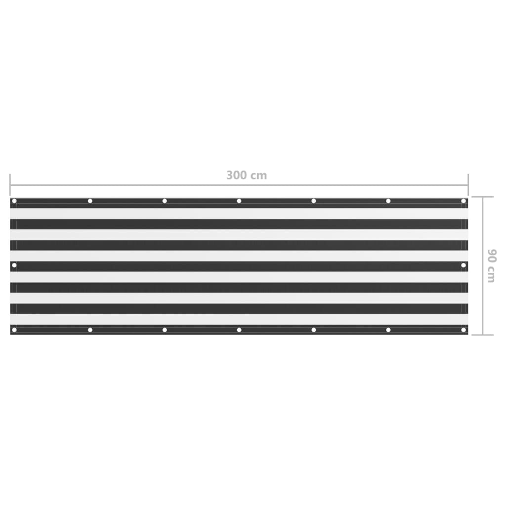Balkonski zastor antracit i bijeli 90x300 cm od tkanine Oxford
