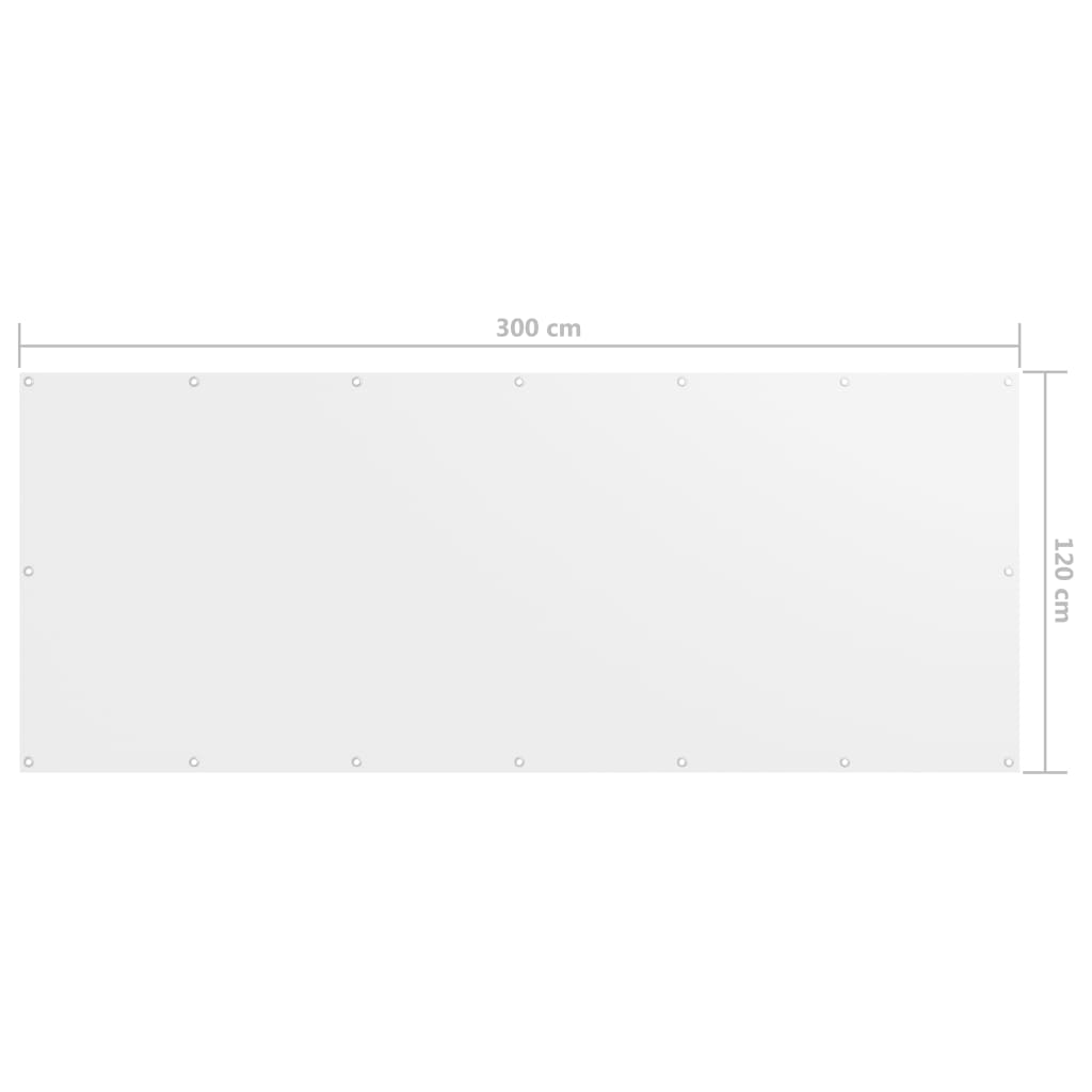 Balkonski zastor bijeli 120 x 300 cm od tkanine Oxford