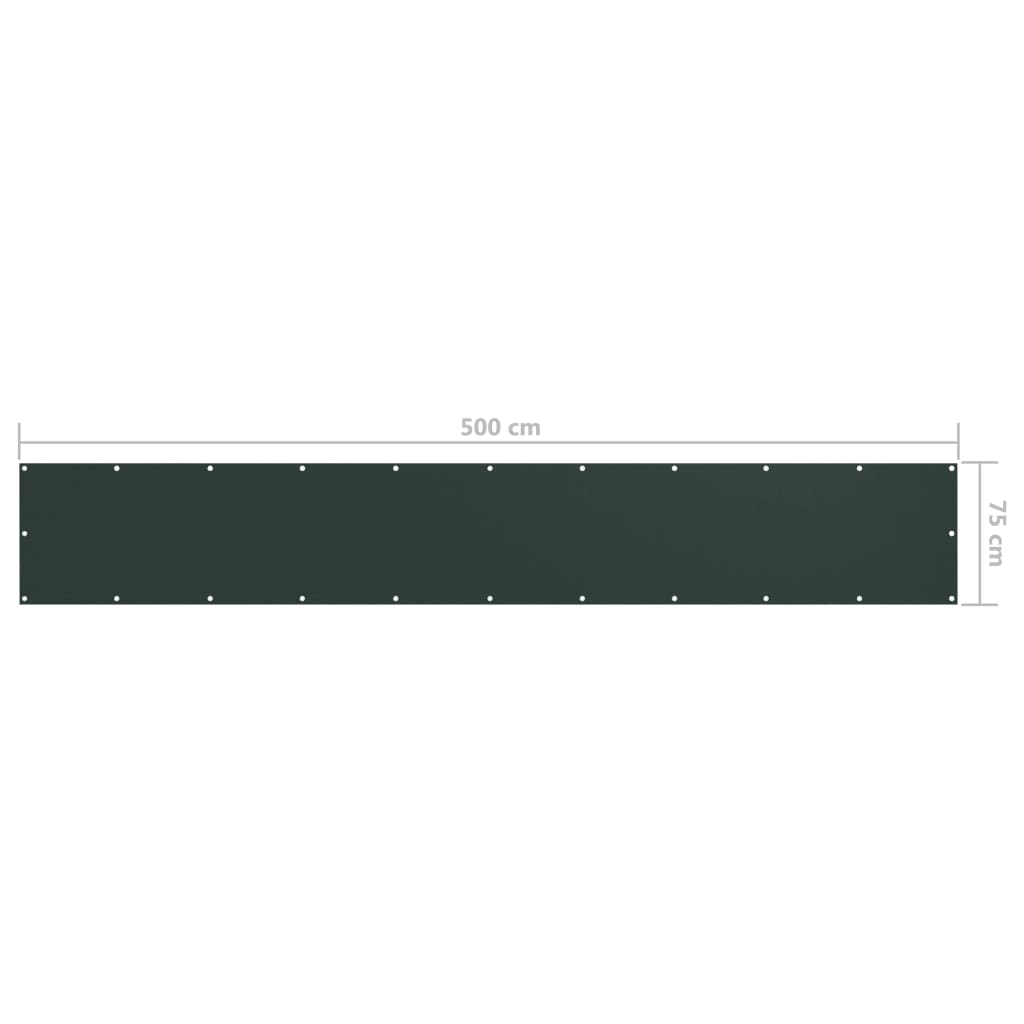 Balkonski zastor tamnozeleni 75 x 500 cm od tkanine Oxford