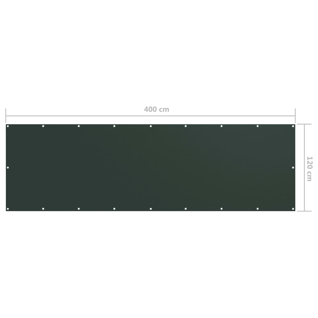 Balkonski zastor tamnozeleni 120 x 400 cm od tkanine Oxford