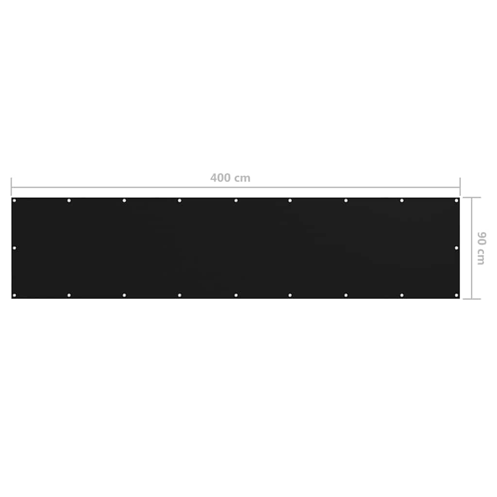 Balkonski zastor crni 90 x 400 cm od tkanine Oxford