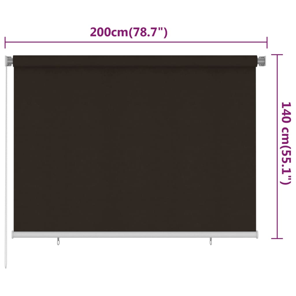 Vanjska roleta za zamračivanje 200 x 140 cm smeđa HDPE