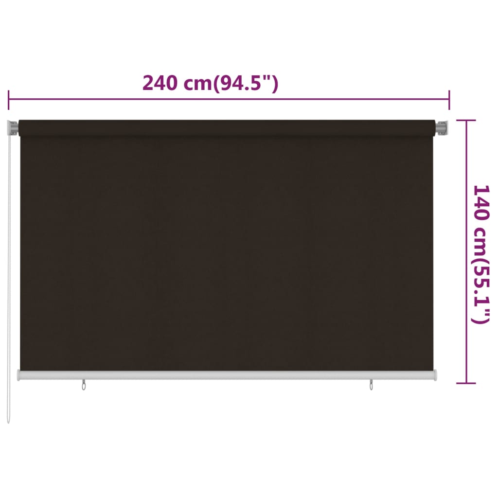 Vanjska roleta za zamračivanje 240 x 140 cm smeđa HDPE