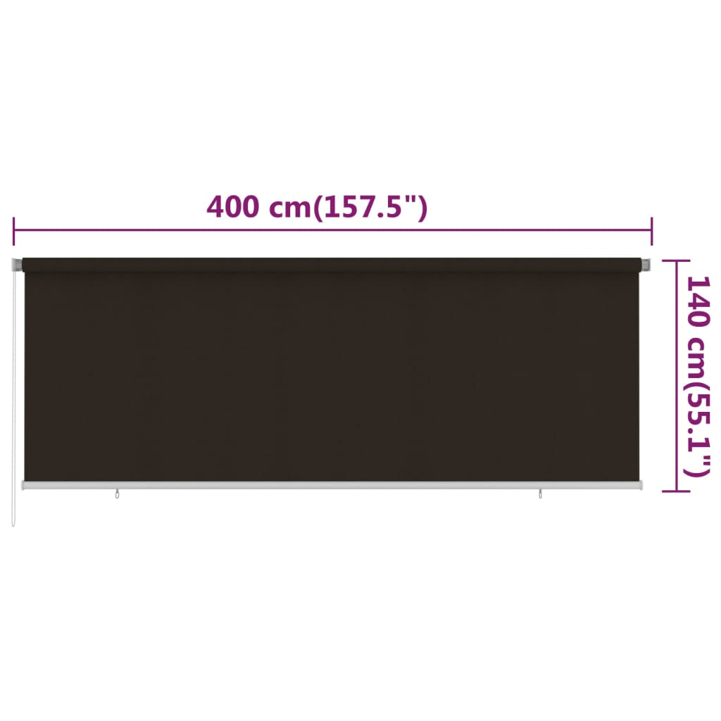 Vanjska roleta za zamračivanje 400 x 140 cm smeđa HDPE