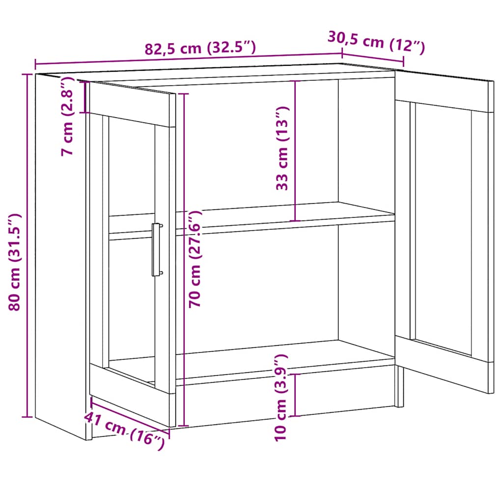 Vitrina bijela 82,5 x 30,5 x 80 cm konstruirano drvo