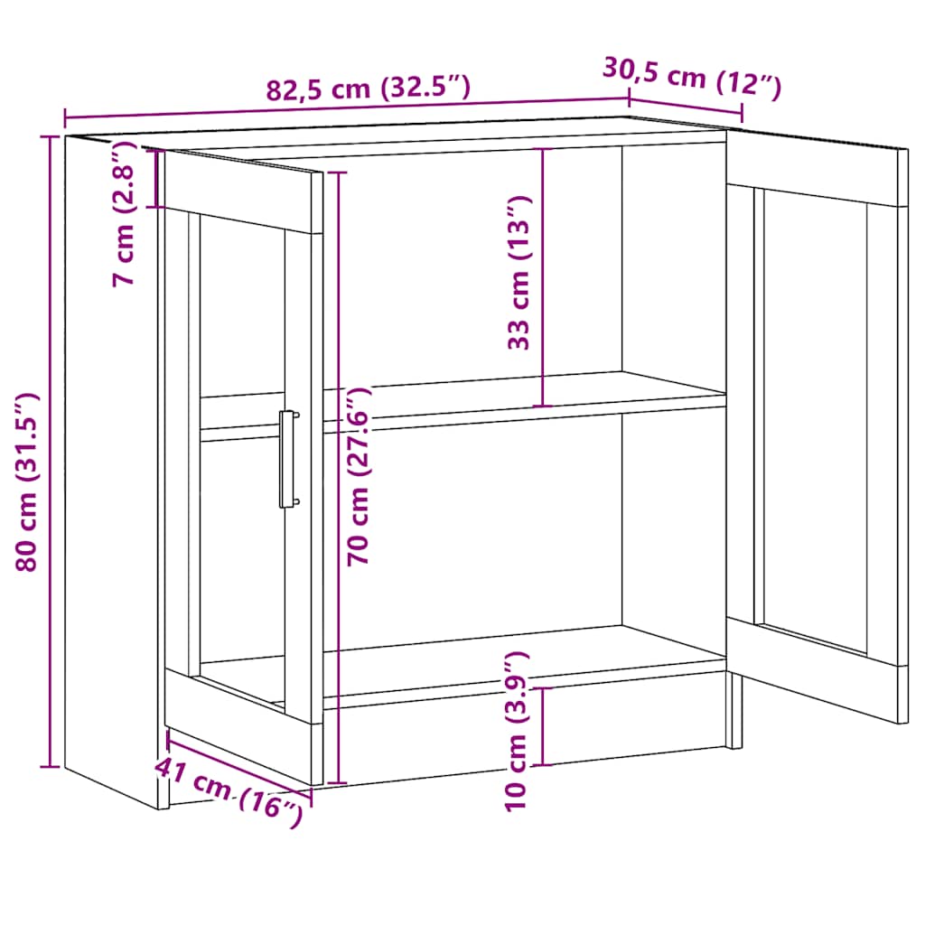 Vitrina siva boja betona 82,5 x 30,5 x 80 cm konstruirano drvo