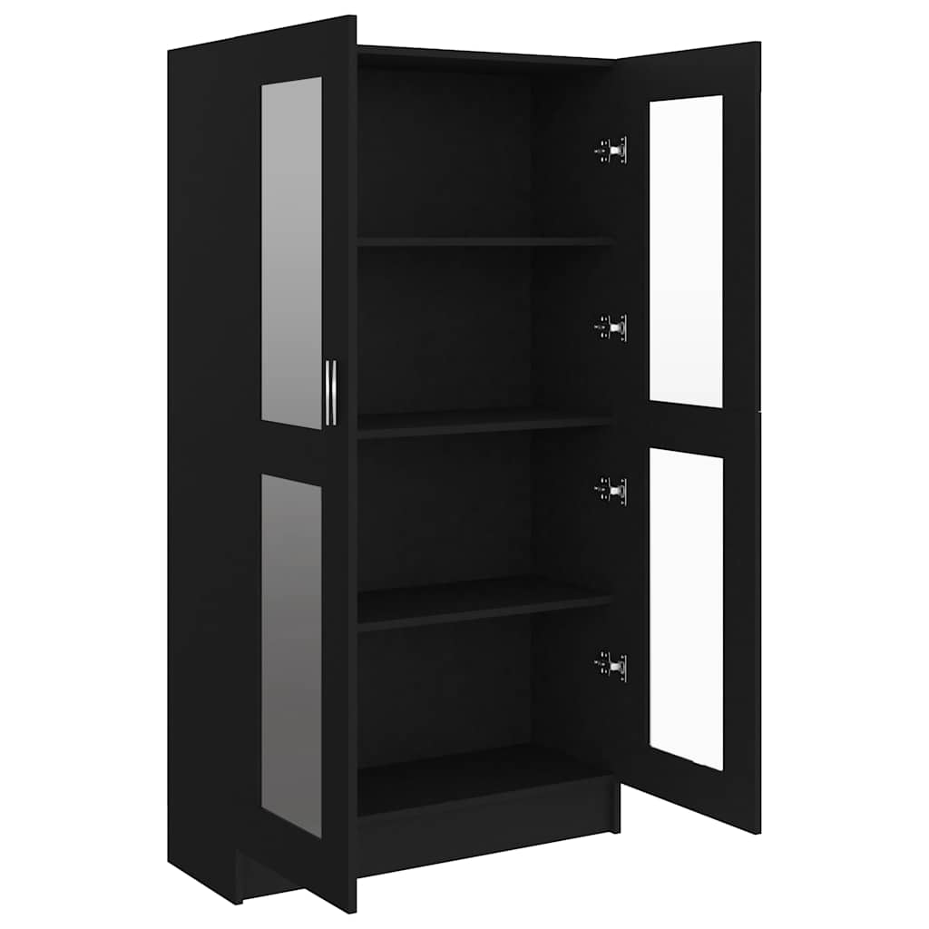 Vitrina crna 82,5 x 30,5 x 150 cm konstruirano drvo