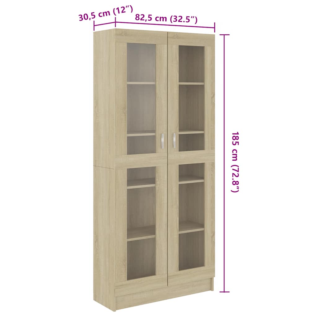 Vitrina boja hrasta 82,5 x 30,5 x 185 cm konstruirano drvo